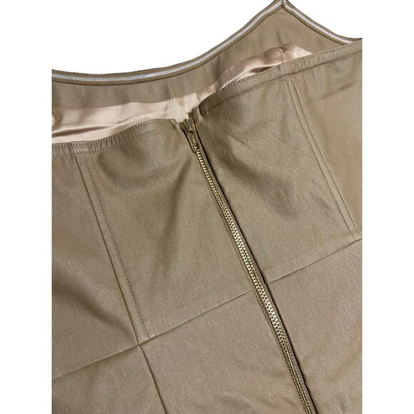 NWT Retrofete James Coated Tannin Strapless Faux Leather Neutral Mini Dress-sz L - Picture 8 of 10